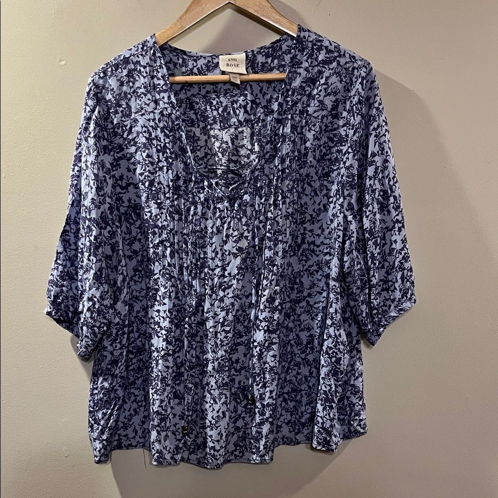Knox Rose Blue Floral Women's Blouse
